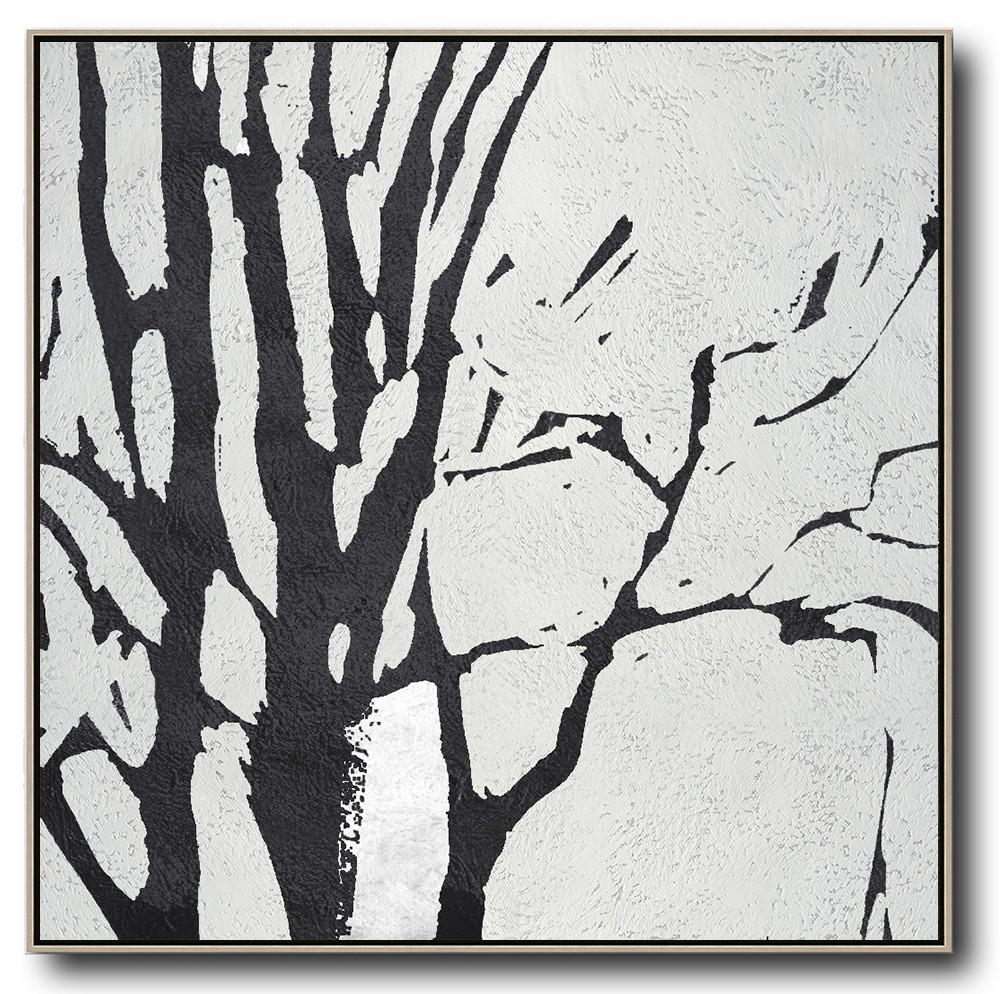 Minimal Black and White Painting #MN7A - Click Image to Close